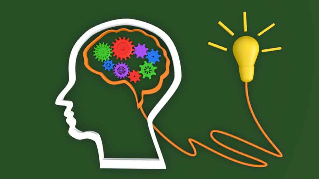Brain and Lamp idea innovation sign concept idea is begin
