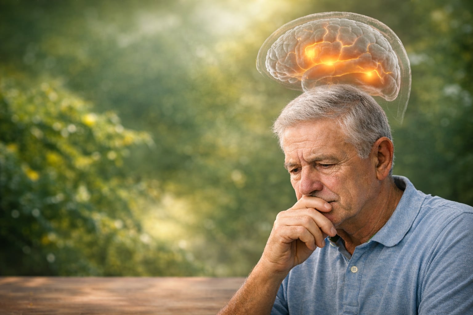 man with Parkinson's in the outdoors nature